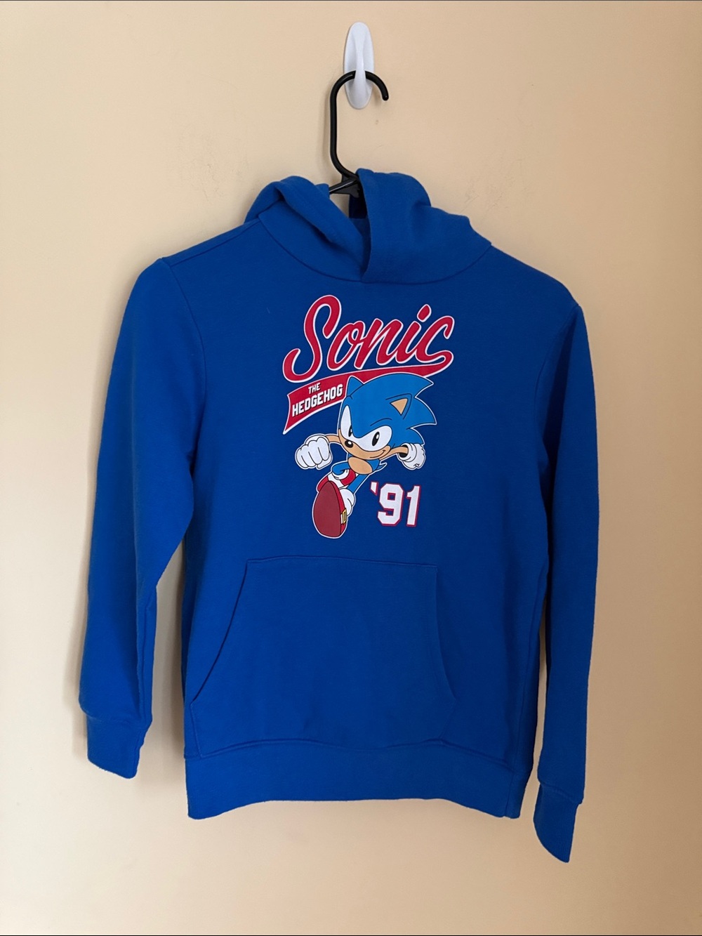 Sonic The Hedgehog '91 Blue Graphic Hoodie Large 10-12